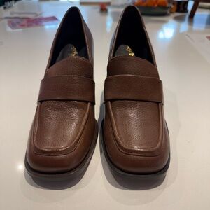 Brown Leather heeled Loafers